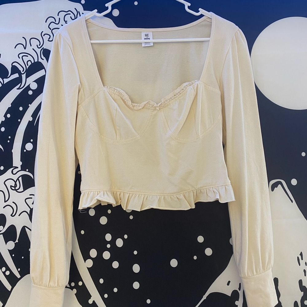 Cream cropped peasant top